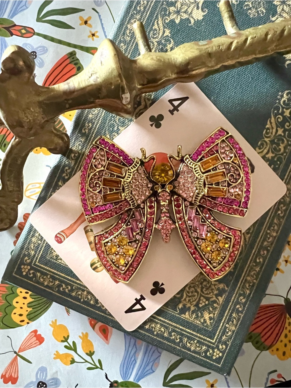 New! Aratta “Butterfly Sky”Fuchsia Pink Rhinestone Beautiful Oversized Brooch